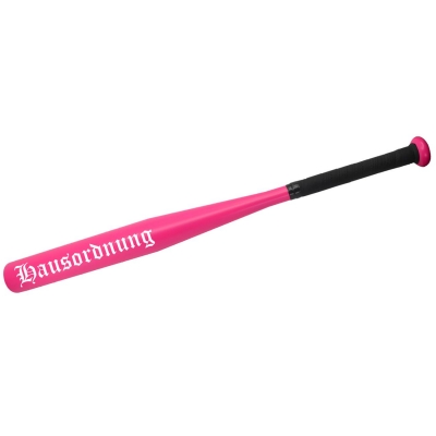 Baseballschläger Hausordnung pink weiße Schrift