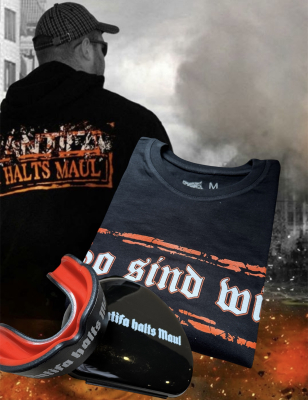 Set Kapuzenpullover und Zahnschutz Antifa Halts Maul