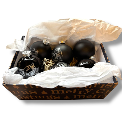 Kategorie C Weihnachtsbaumkugeln Wolfskopf schwarz 6er Set
