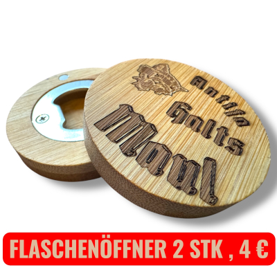 Set Flaschenöffner Holz Antifa Halts Maul und Wolfskopf