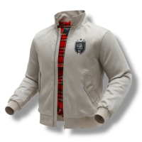 Harrington Jacke KC Wappen Brustlogo beige