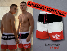 Badeshort Deutsche Jungs schwarz weiß rot