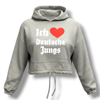 Frauen Kapuzenpullover Oversized Ich liebe Deutsche Jungs grau