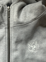 Frauen Kapuzenpullover Wolf Zipp grau